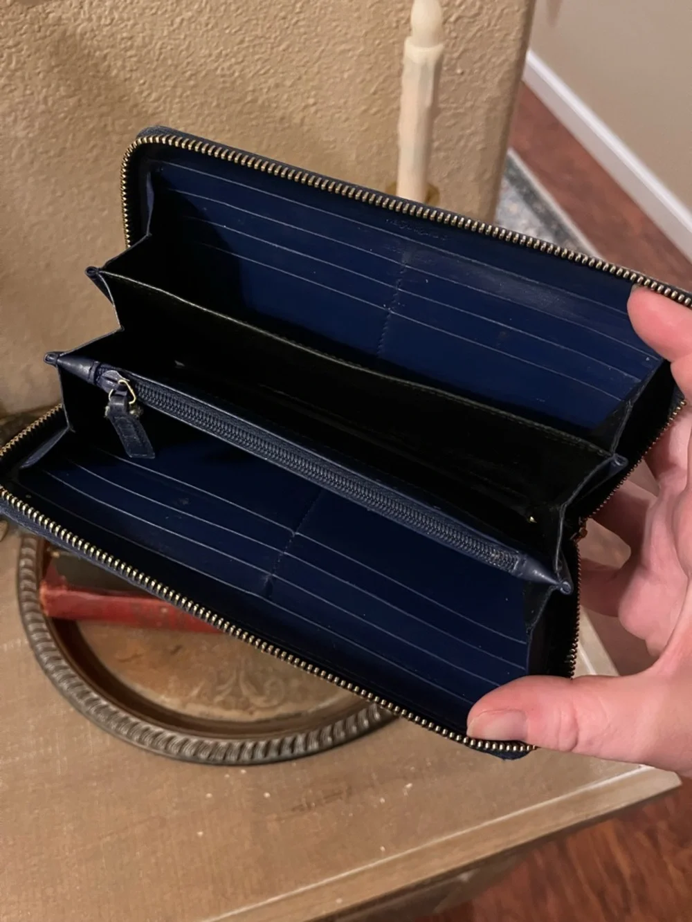 Authentic Yves Saint Laurent Navy Patent Leather Wallet - Picture 8 of 9